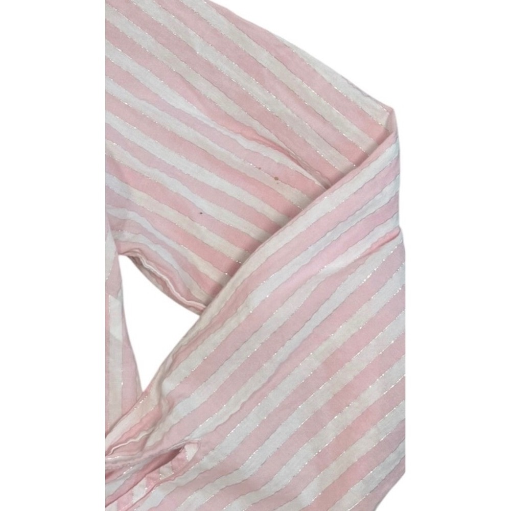 Victorias Secret Sleep Shirt Womens S Pink Cotton Striped Metallic Boyfriend Fit - Picture 11 of 13